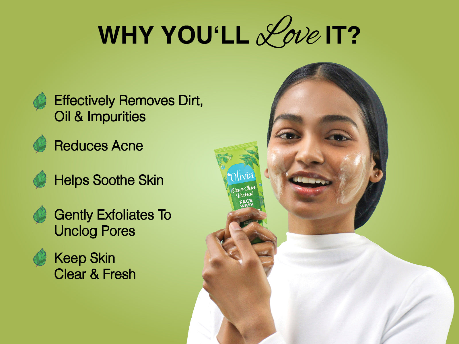 Olivia Clear Skin Herbal Face Wash for Acne Control