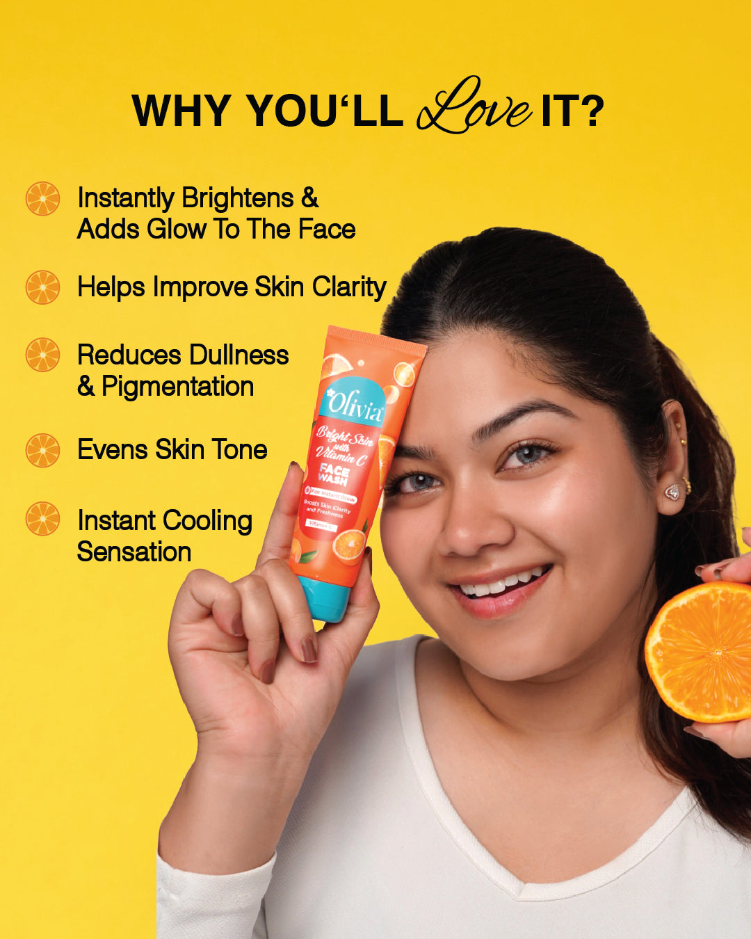 Olivia Bright Skin Face Wash with Vitamin C for Instant Glow