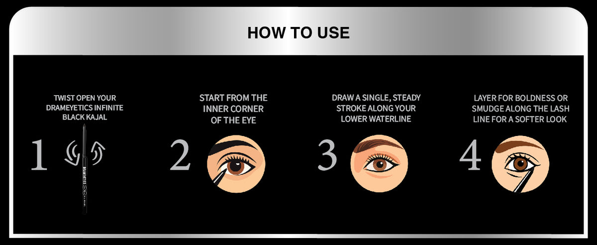 Olivia Drameyetics Infinite Black Kajal | 36HR Waterproof Kajal | Intense Black | Smudge-Proof | Vegan Formula | 0.3g