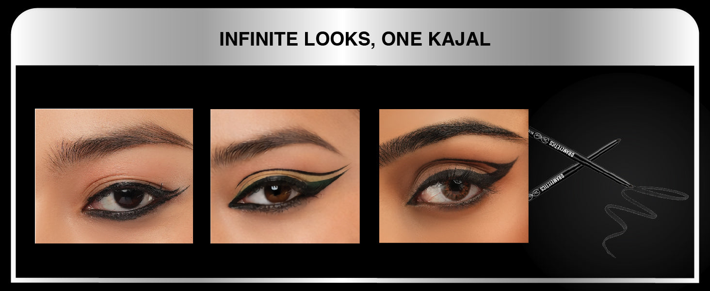 Olivia Drameyetics Infinite Black Kajal | 36HR Waterproof Kajal | Intense Black | Smudge-Proof | Vegan Formula | 0.3g