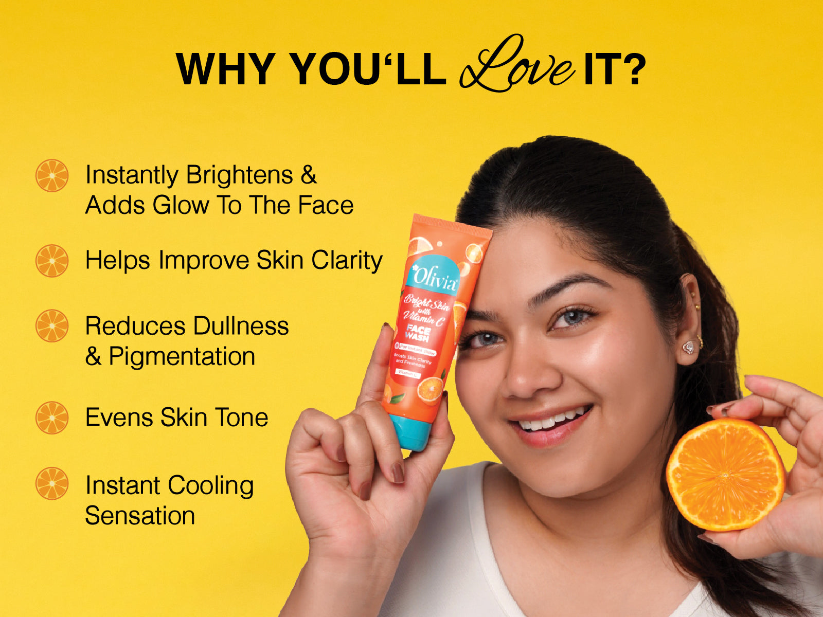 Olivia Bright Skin Face Wash with Vitamin C for Instant Glow
