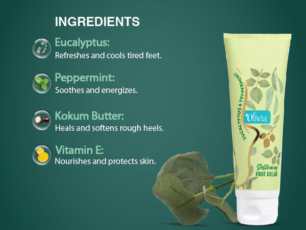 Olivia Softening Foot Cream with Eucalyptus & Peppermint