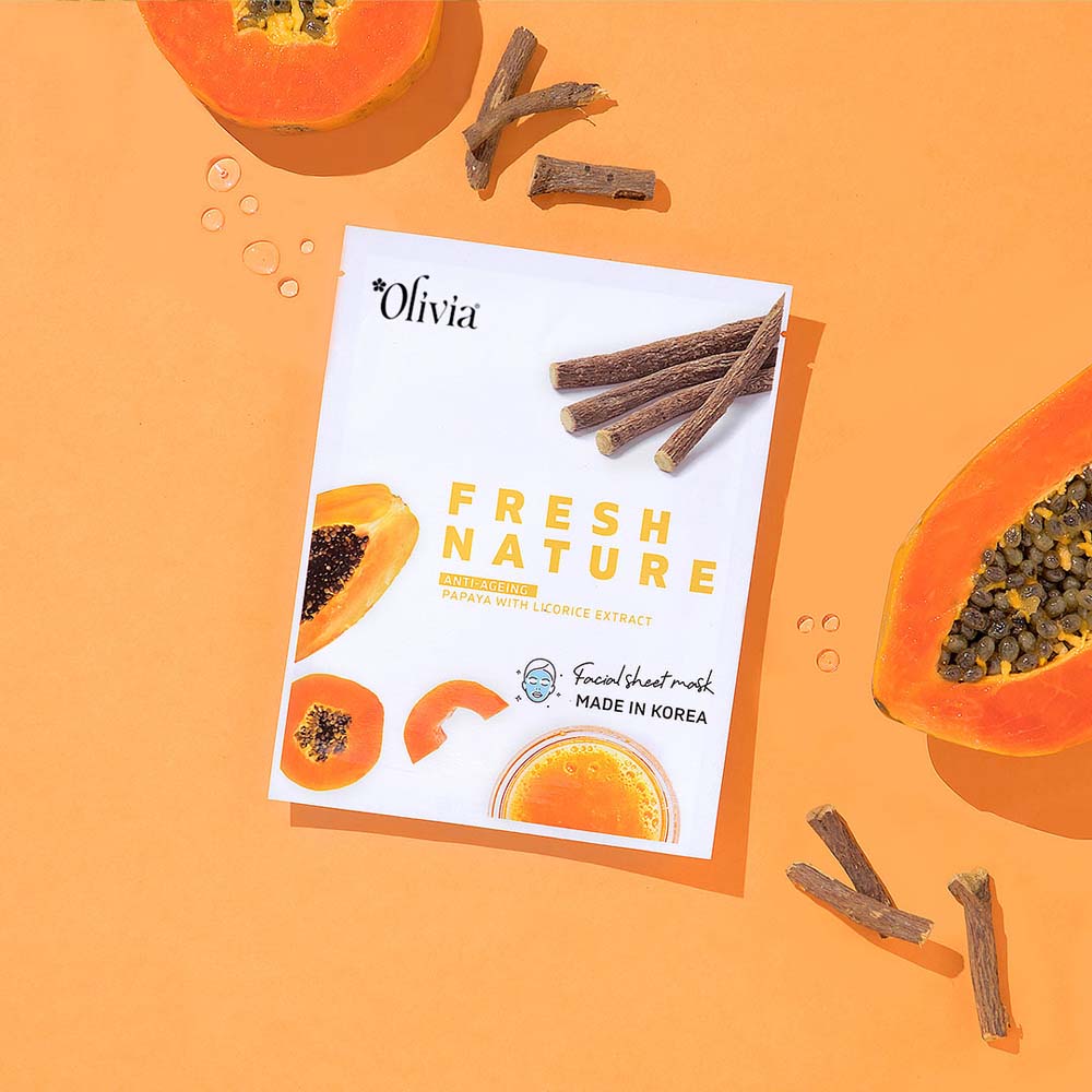 Anti-Aging Sheet Mask with Papaya and Licorice Extract Olivia Beauty