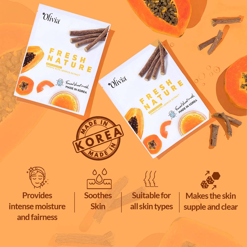 Anti-Aging Sheet Mask with Papaya and Licorice Extract Olivia Beauty