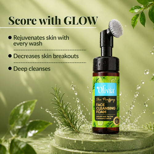 Skin Purifying Face Cleansing Foam with Salicylic acid, Tea Tree, & Rosemary Leaf Oil
