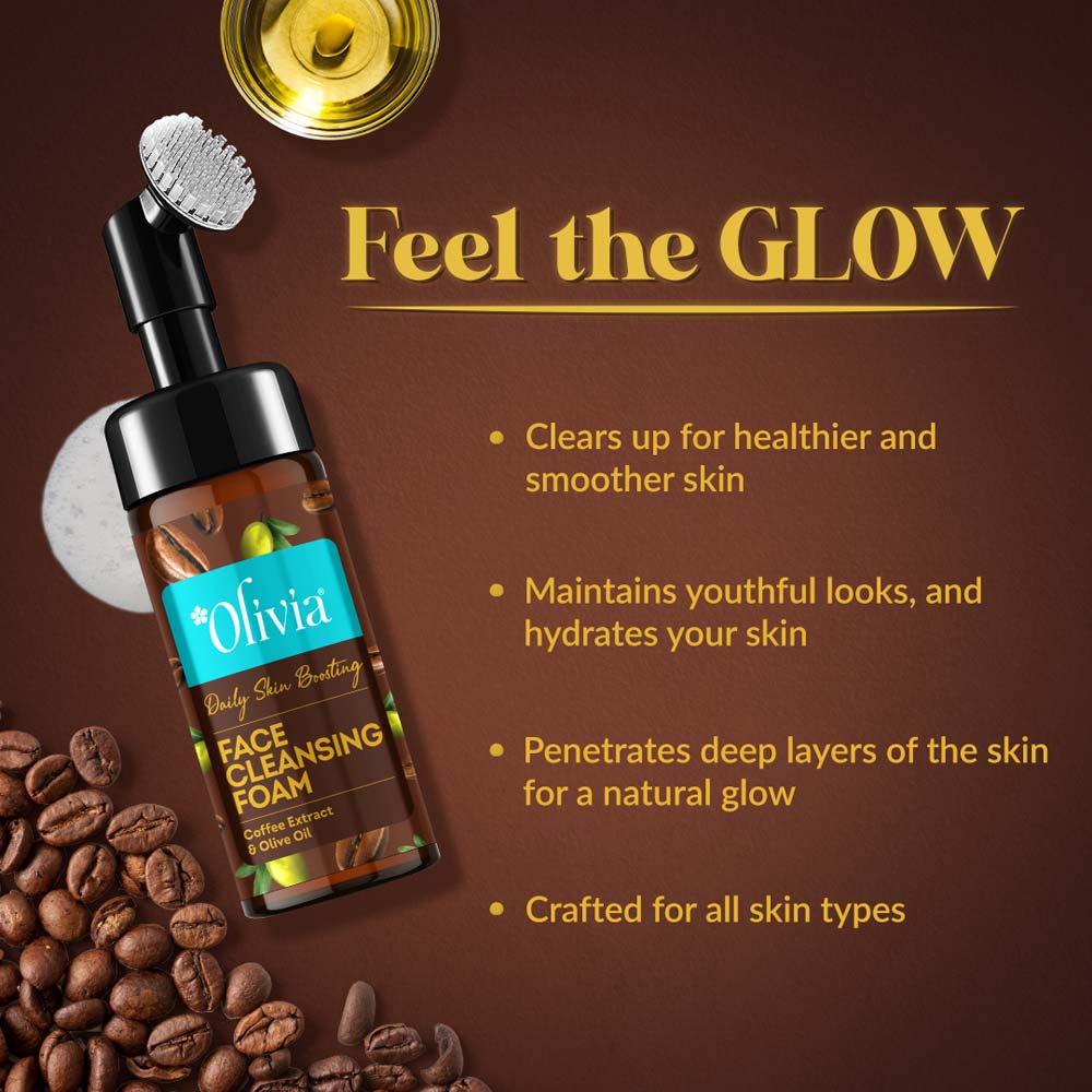 Daily Skin Boosting Face Cleansing Foam with Coffee Extract & Olive Oil Olivia Beauty