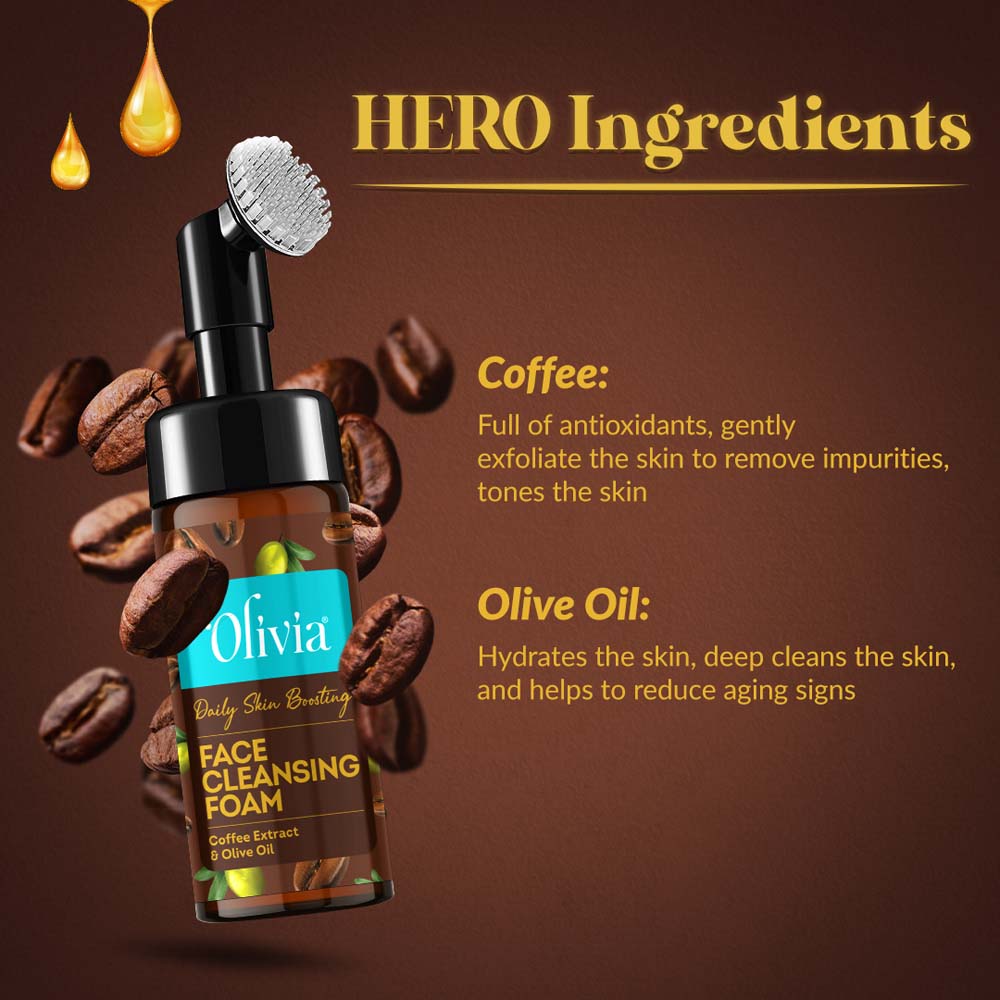 Daily Skin Boosting Face Cleansing Foam with Coffee Extract & Olive Oil Olivia Beauty