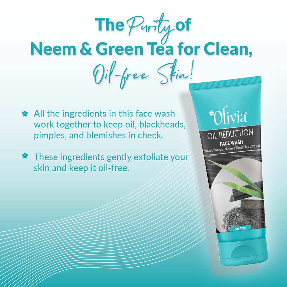 Oil Reduction Face Wash with Charcoal Neem and Green Tea Extracts Olivia Beauty