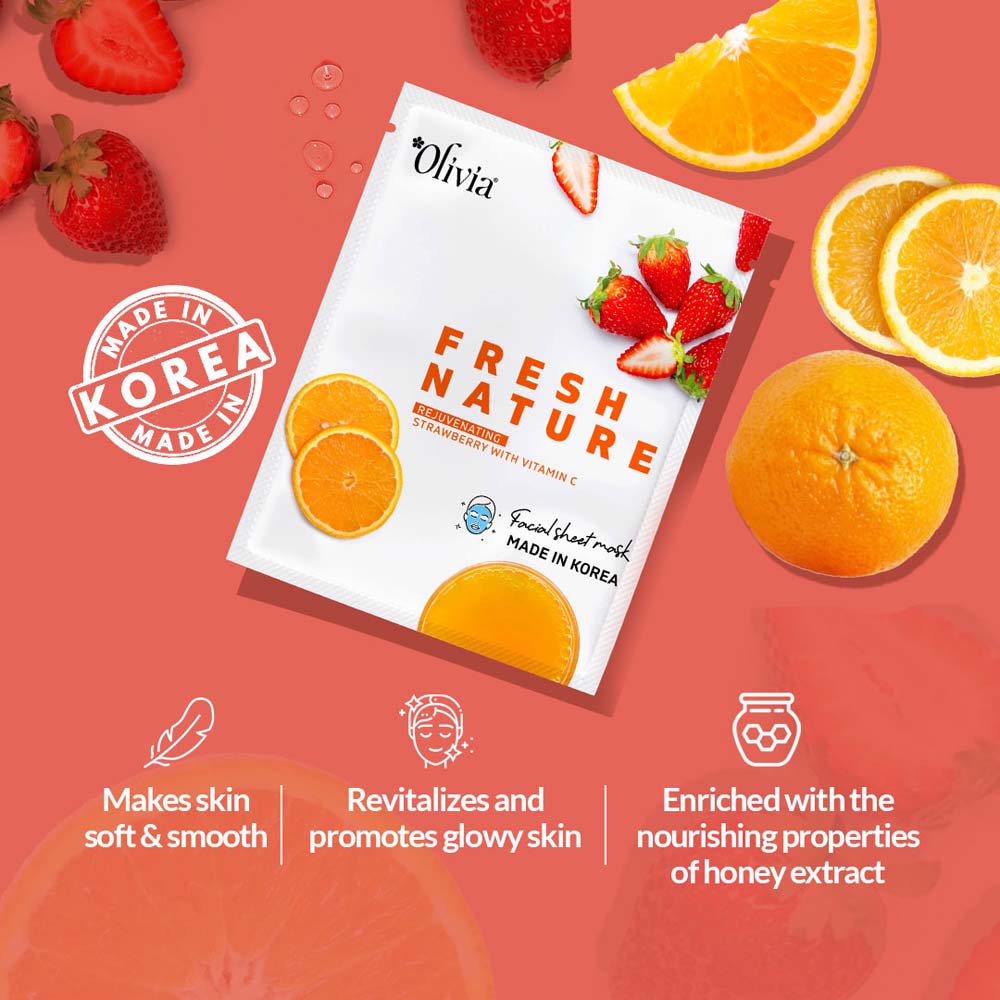 Rejuvenating Sheet Mask with Strawberry and Vitamin C Olivia Beauty