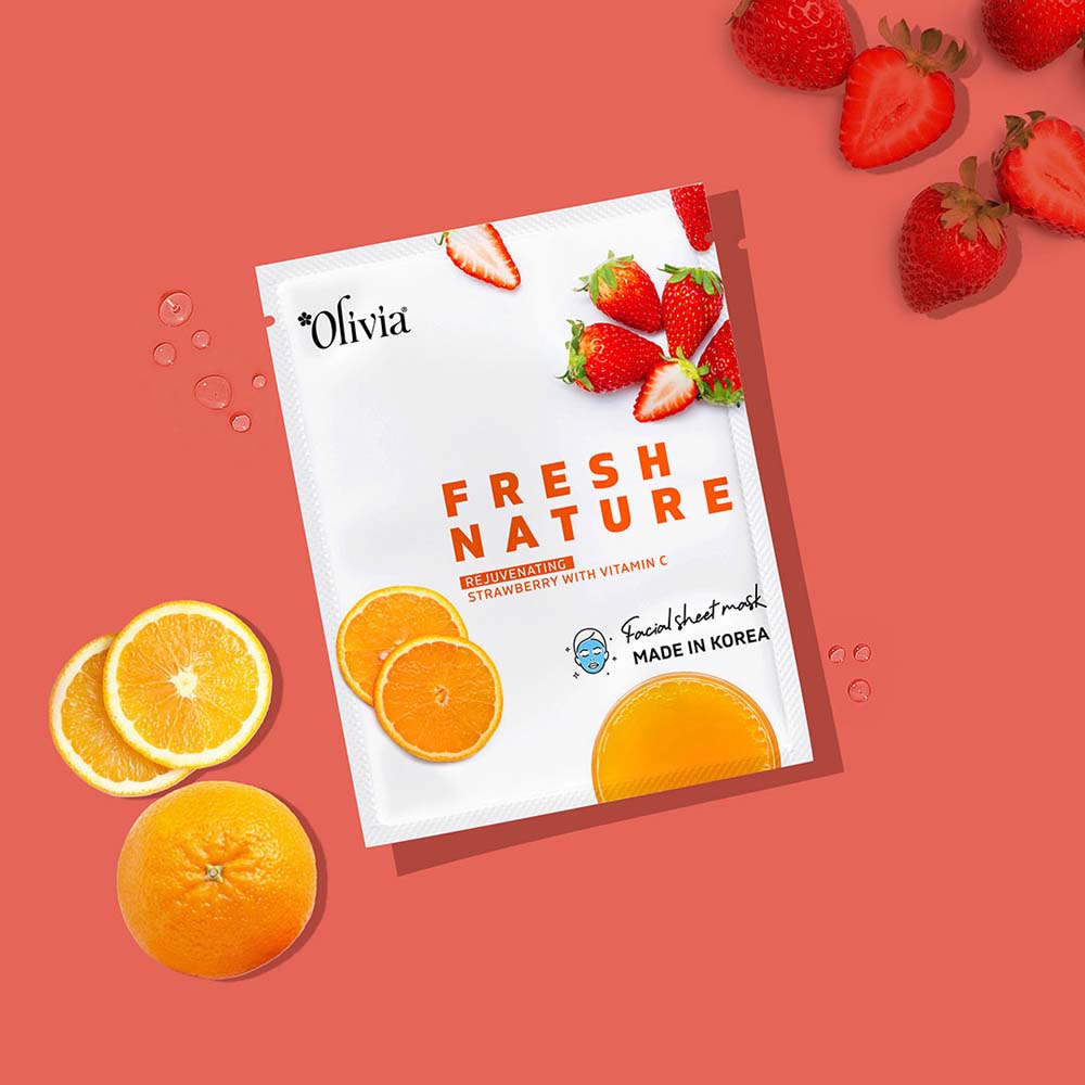 Rejuvenating Sheet Mask with Strawberry and Vitamin C Olivia Beauty