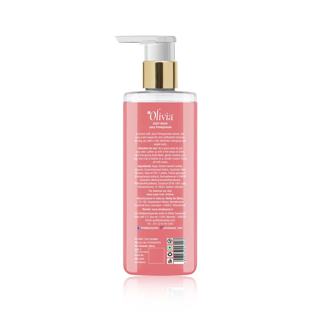 Skin Energizing Body Wash with Juicy Pomegranate Olivia Beauty