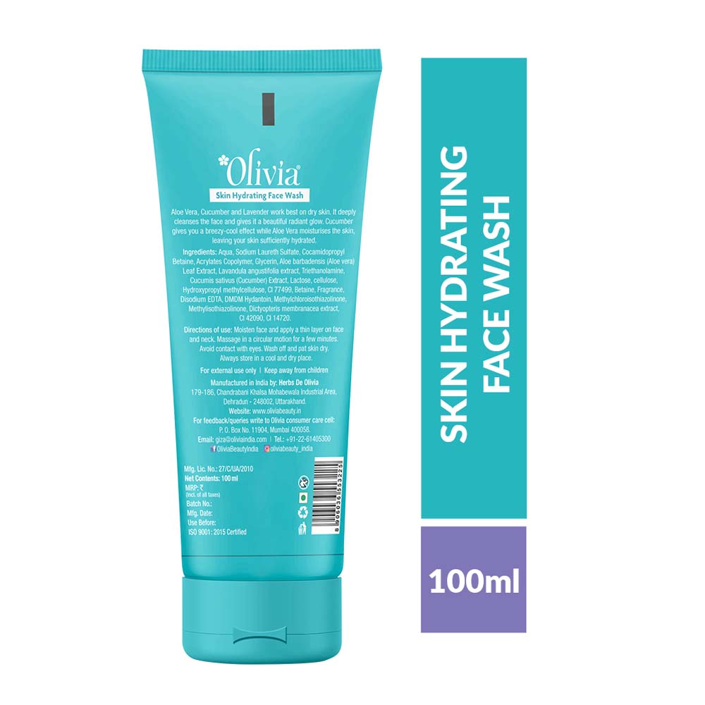Skin Hydrating Face Wash with Aloe Vera Cucumber and Lavender Olivia Beauty
