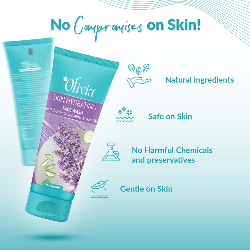 Skin Hydrating Face Wash with Aloe Vera Cucumber and Lavender Olivia Beauty