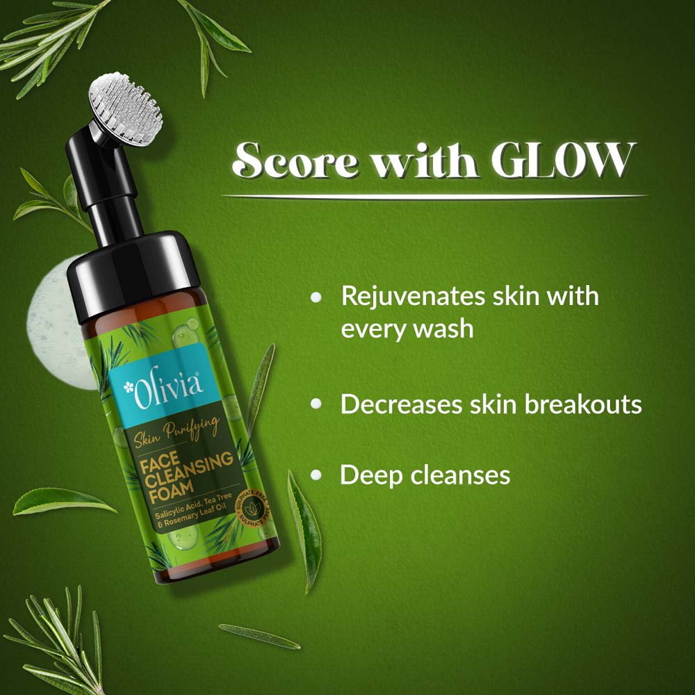 Skin Purifying Face Cleansing Foam with Salisylic Acid, Tea Tree, & Rosemarry Leaf Oil Olivia Beauty